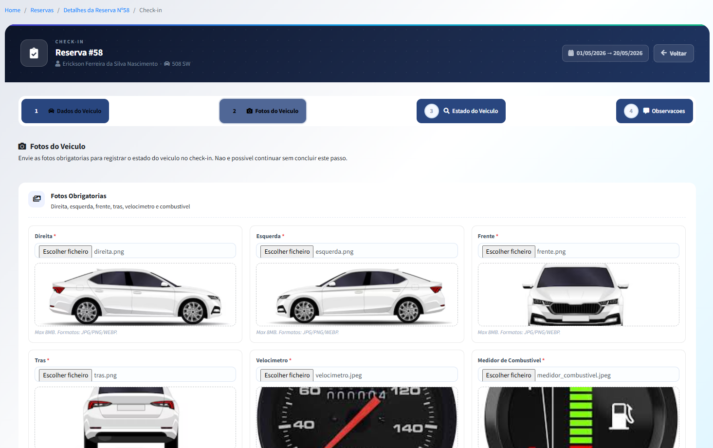 Tela de Check-in Digital